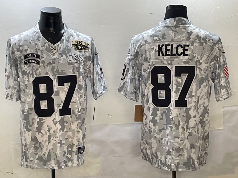Men Kansas City Chiefs 87 Kelce Camo 2025 Nike Salute to Service Limited NFL Jersey style 5